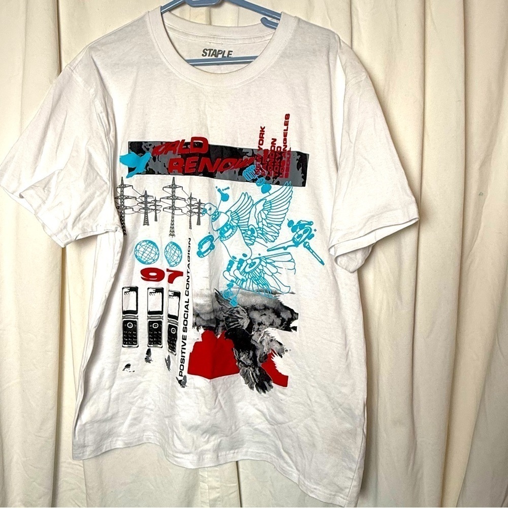Jeff Staple Positive Social Contagion White Graphic Print Shirt Mens Sz XL Rare